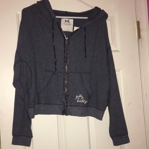 Zip up sweatshirt.